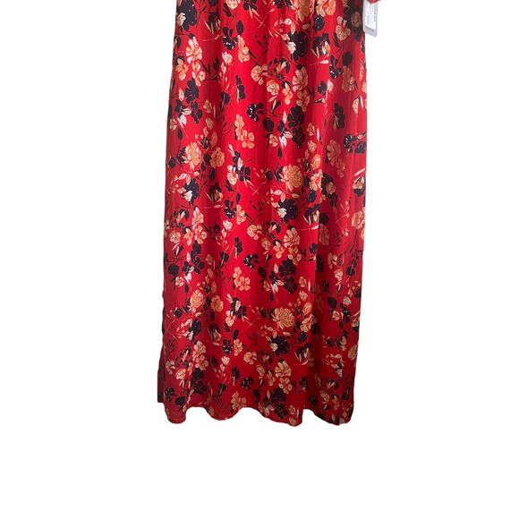 Collective Concepts Women Maxi Dress M Red Floral High‎ Waist Cottagecore Boho - Picture 9 of 13